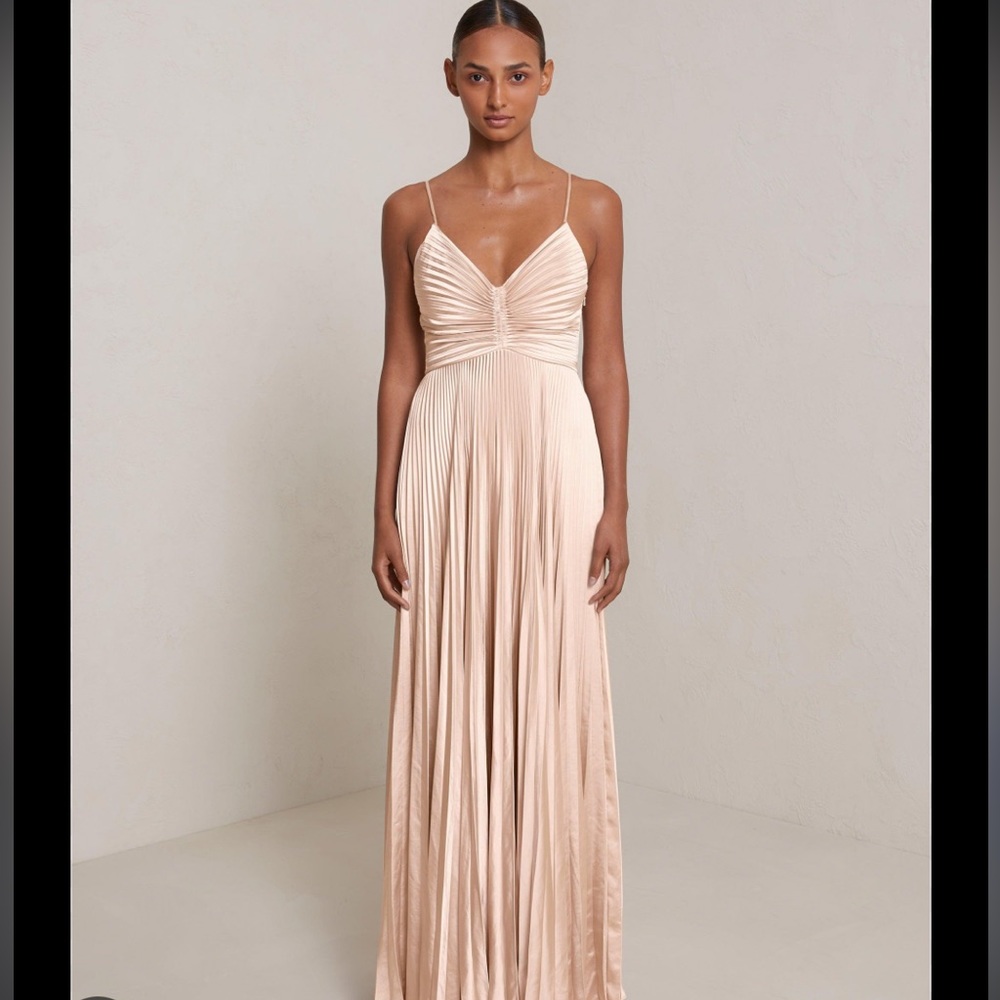 A.L.C Aries Satin pleated dress in cream